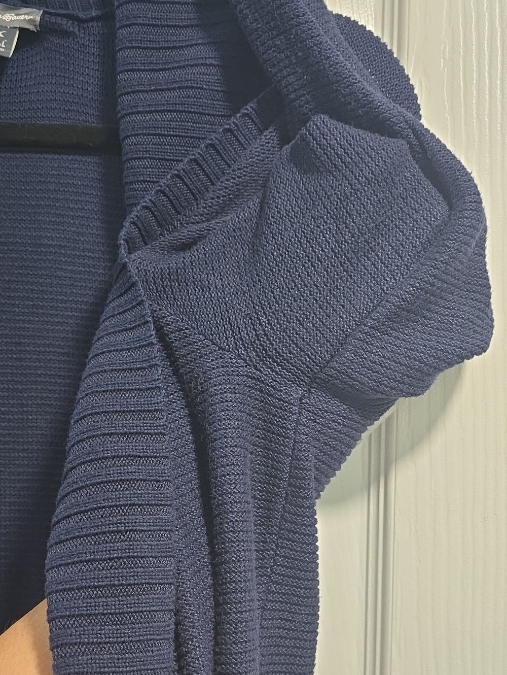Eddie Bauer Dark Navy Open-Front Ribbed Cardigan - Picture 8 of 9